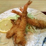 藪伊豆小宮商店 - 201508 藪伊豆 ★エビフライ定食（750円）★衣カリカリ、身は小さいながらプリプリ(^-^)/