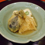 酒菜 九献 - 揚げもの　鱧、キス、小茄子