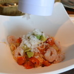 ヴェローナ - 2015/08　白ﾜｲﾝのかき氷ﾊﾟｽﾀ 小ｴﾋﾞとｱﾎﾞｶﾞﾄﾞ　　VERONA LUNCH 2,000円