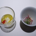 オマージュ - アミューズ　カプレーゼ＆鯛のお造り