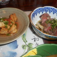 ステーキハウス フェスタ - アマダイの唐揚げと牛肉のたたき