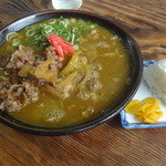 Eichiyan udon - カレーそばに肉トッピンク＆おにぎり
