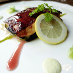 手打ち蕎麦とフレンチの やな木 - ＜2015年8月＞白身魚のポルト酒漬け焼き、青唐辛子のピュレ