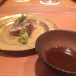 樋口 - 2015/8_秋刀魚の造り、秋刀魚の肝醤油で