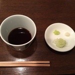 更科藤井 - ざるそば:蕎麦汁＆薬味