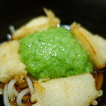 日本料理 太月 - 帆立天ぷら、オクラとろろのうどん
