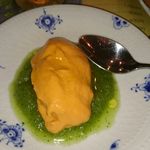 らんぷ亭 - 赤ピーマンのムースきゅうりのガスパチョソース。