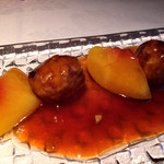 京 静華 - 2015.8.ディナー⑤海老NGの替皿 フォアグラ酢豚