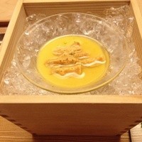 本湖月 - とうもろこしの擦り流し  淡路産ウニ