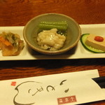 和料理いときん - コースの先付、鱧とミズ