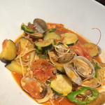 鯛めし槇 - 残しておいた海老の頭でパスタを作ってくれました