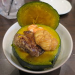 零 - 鮪のホホ肉の竜田揚げと湯葉揚げ カボチャの器仕立て