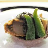 日本橋笈川 - 鮑のおかき揚げ　肝ソース