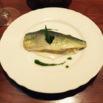 サリュー - 開店以来のメニュー 森本シェフのスペシャリテ 鮎の軽いスモークとジャガイモのクリームソースのカッペリーニ 2015-8