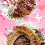 グリーンティーカフェ - いちごのパンケーキ&バナナブリュレパンケーキ