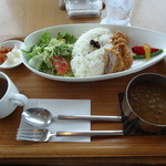 亀楽亭 - 鶏挽肉のキーマカレー＆ヒレカツ（１，１８０円）