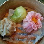 中国料理 桃園 - 焼売など 蒸し物３種の盛り合わせ～♪(^o^)丿