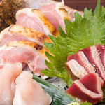 Three types of chicken sashimi