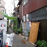 首里製麺 - 路地にはゴーヤのカーテン♪