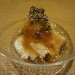 日本料理 晴山 - 翡翠茄子 白ばい貝 長芋 梅肉のジュレ