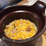 Fuji Budoushu Ten - とうもろこしと博多一番鶏の土鍋ご飯
