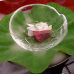 渡風亭 - 七月：造り（氷室、まぐろ、ふっこ、ウド）