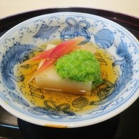 竹久 - 先付　山芋豆腐　叩きオクラ　茗荷　三杯酢