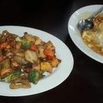 中国料理　得月楼 - 鶏肉カシューナッツ炒め、天津飯