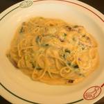 ペンション　ヒラオカ - ベーコンとバジリコのカルボナーラ