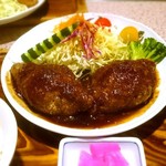 お好み焼き名古屋 - ダブルハンバーグ定食