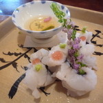 泉や - 4回目⑥徳島の鮎の湯引き　梅肉　煎り酒で