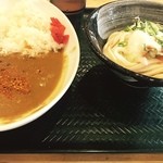 はなまるうどん - カレーセット530。
            時間なくうどんは食べれました。
            めっちゃヌルいうどんはダメですよー！！！ありえん。
            カレーは子供用？で甘口だったので七味振るも無意味（笑）
            
            食べれただけ良しとします…