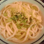 釜揚げうどん岡じま - かけうどん(小) ２２０円(税込)(２０１５年８月２３日撮影)