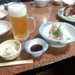 味処酒房なかむら - ビール！　お通し！　刺身！