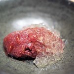 神保町 傳 - 黒イチジクのシャーベット　トマトのジュレ