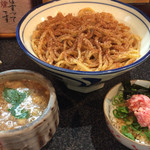 烈志笑魚油 麺香房 三く - 極太全粒粉つけ麺+ネギトロ丼セット880円