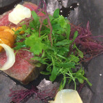 ポエシア - 百合根と芽三つ葉と鳴門の布海苔が添えられています。