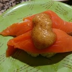 根室花まる - 2015.08 活〆天然鮭泡醤油