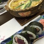 道の駅　かわうその里すさき - 鍋焼きラーメンと土佐巻きハーフ