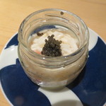 器楽亭 - タラバガニとキャビア、叩いたつくね芋と長芋、土佐酢