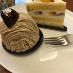 白金堂 - モンブランとイチジクのケーキ