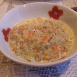 朱鞠内湖そばの花 - 夕食　前菜　蕎麦の実豆乳リゾット