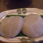 朱鞠内湖そばの花 - 夕食　刺身　猿払産　天然五年物ホタテ