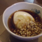 朱鞠内湖そばの花 - 夕食　冷物　温泉玉子蕎麦つゆ仕立て