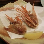 あぷちゃ - ＜2015年8月・再々訪＞お刺身のエビの頭の唐揚げ。