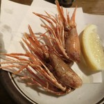 あぷちゃ - ＜2015年9月＞お刺身のエビの頭の唐揚げ。