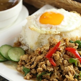 Gapao rice with fried egg