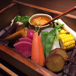 龢 - 150903 京都大原蒸し野菜 雲丹のﾊﾞｰﾆｬｶｳﾀﾞｰ