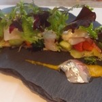 miura - 本日のコース ②本日の前菜：魚介類のマリネサラダヒラメ、さんま、たこ、ほっき、赤いか）