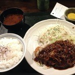 居酒屋さのや - ねぎ味噌かつ定食¥850